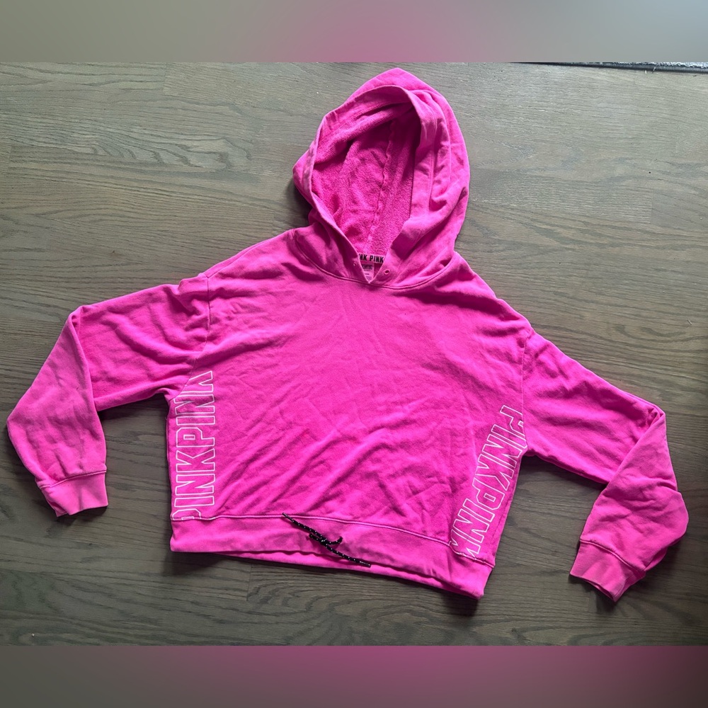 Victoria's Secret PINK Fleece Cropped Everyday Hoodie,Women's Sweatshirt Large